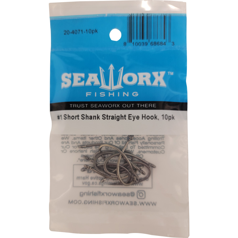 #1 Short Shank Straight Eye Hook, 10pk
