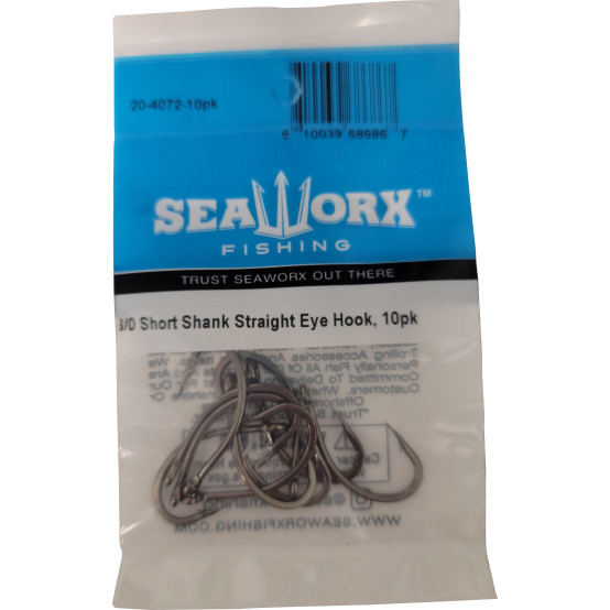 3/0 Short Shank Straight Eye Hook, 10pk
