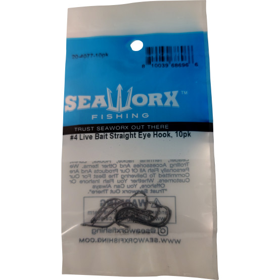 #4 Live Bait Straight Eye Hook, 10pk