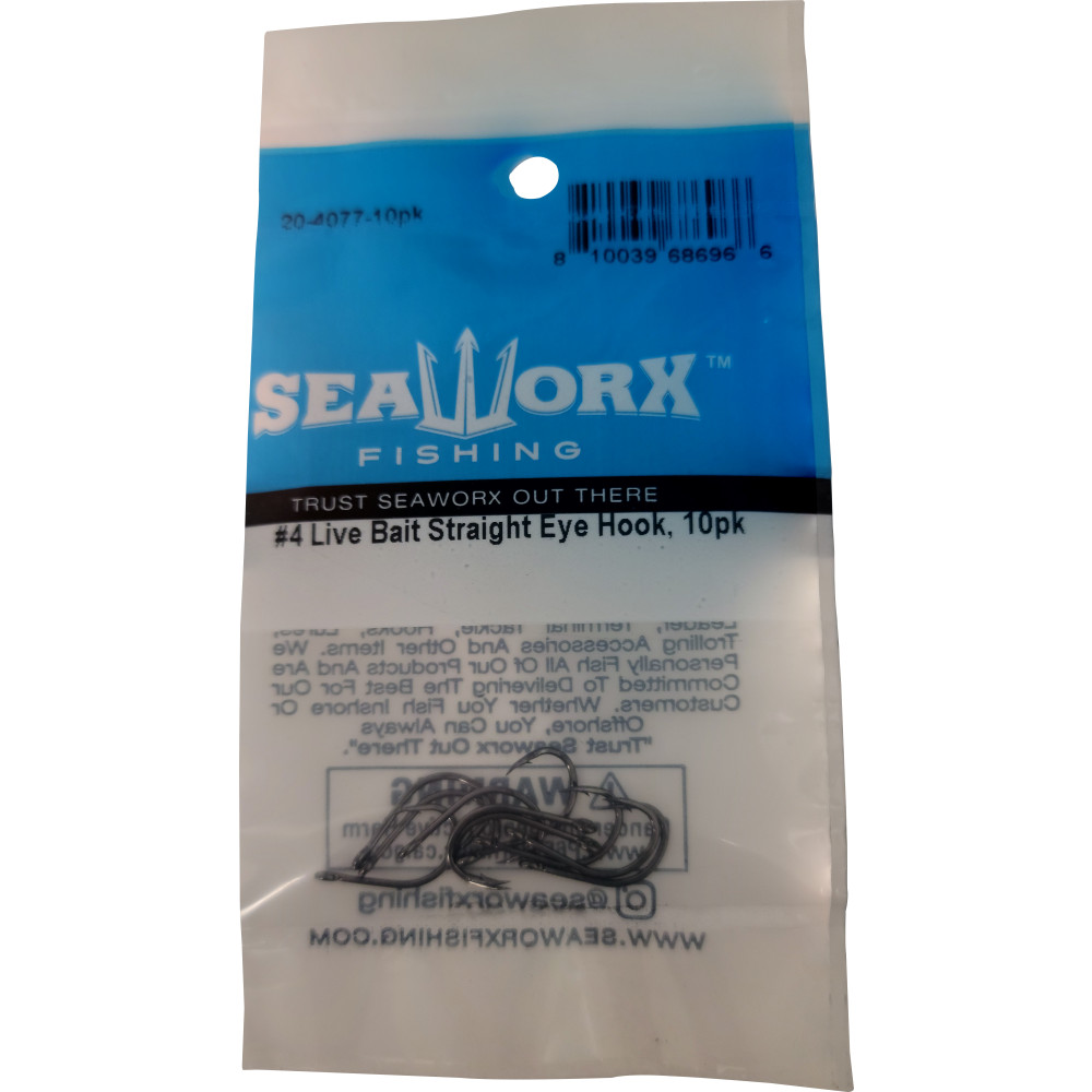#4 Live Bait Straight Eye Hook, 10pk