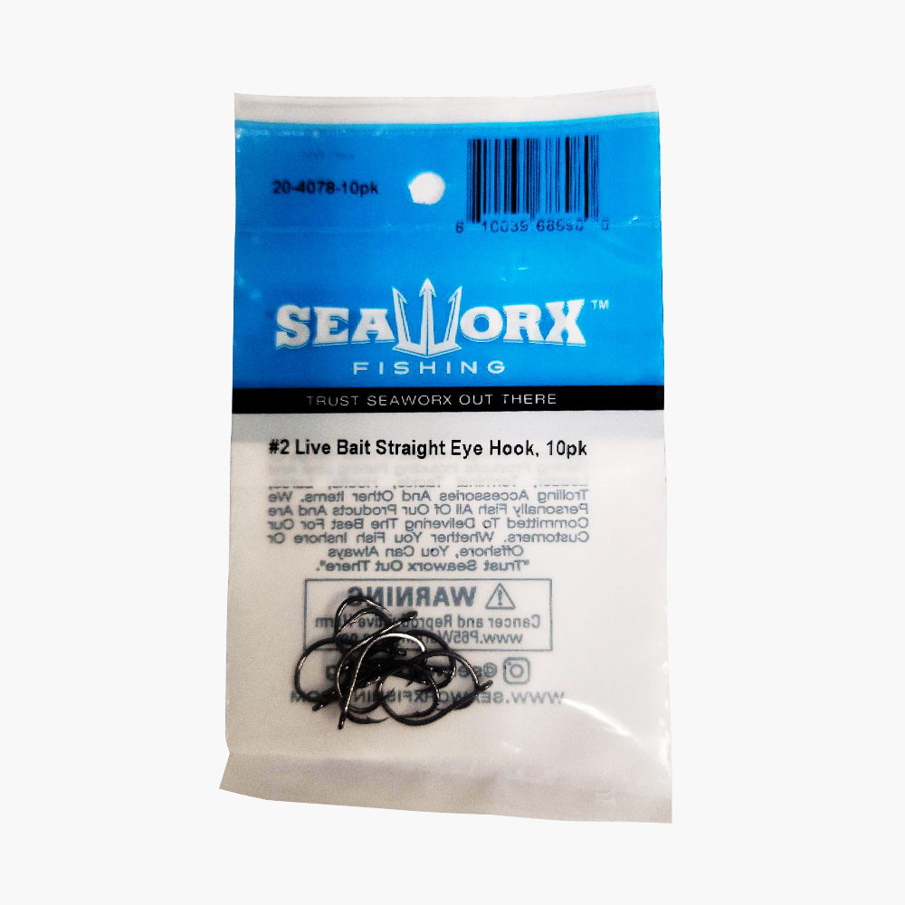 #2 Live Bait Straight Eye Hook, 10pk