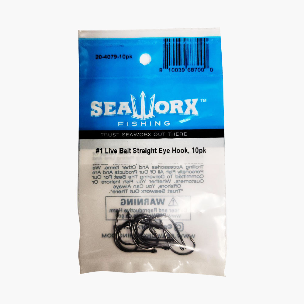 #1 Live Bait Straight Eye Hook, 10pk