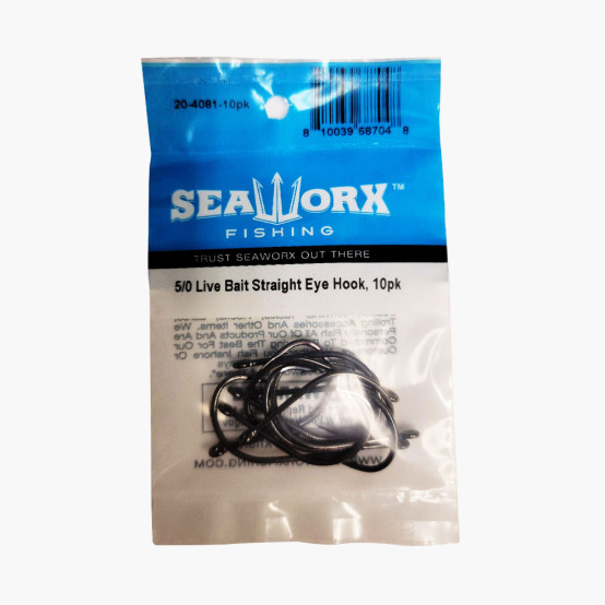 5/0 Live Bait Straight Eye Hook, 10pk