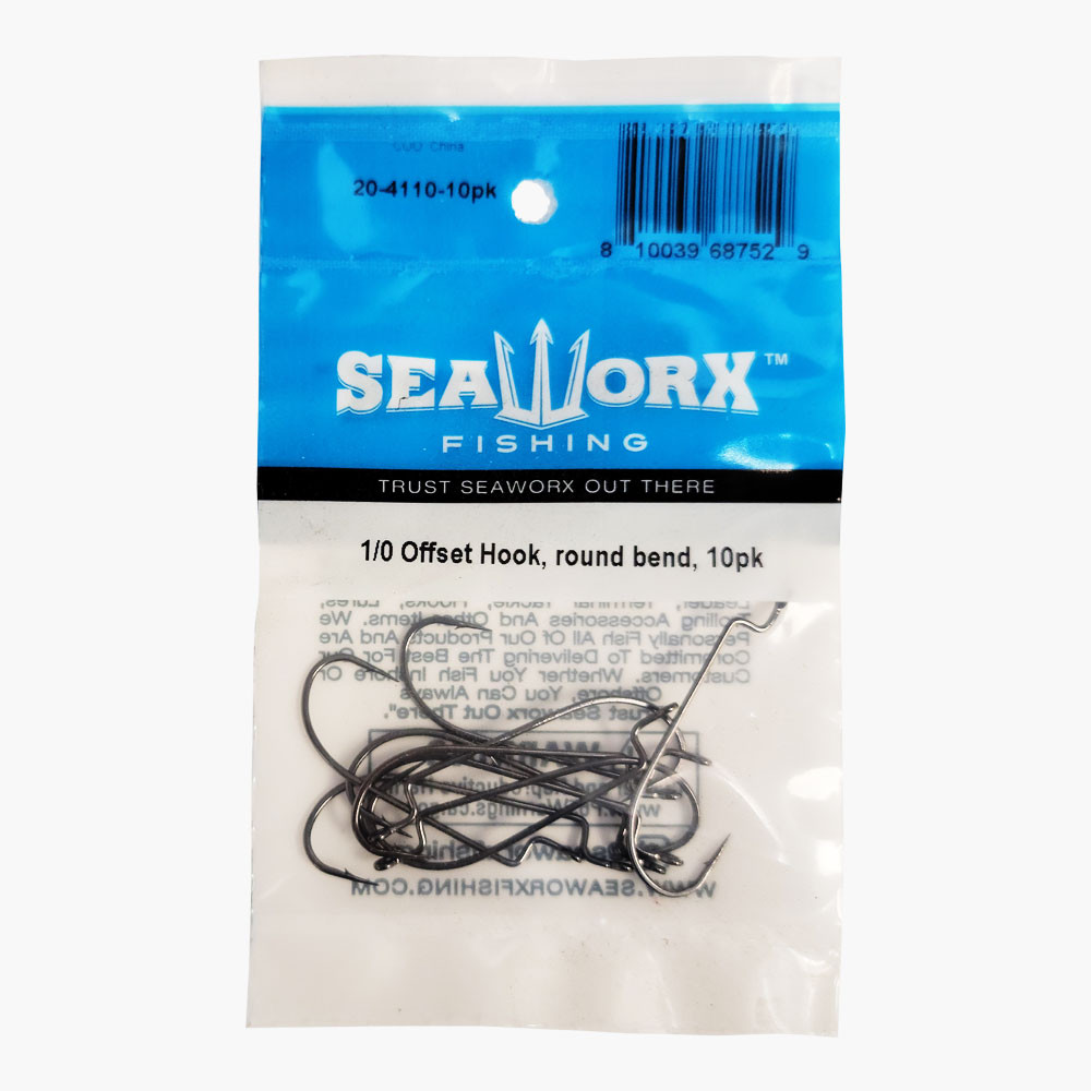 1/0 Offset Hook, round bend, 10pk