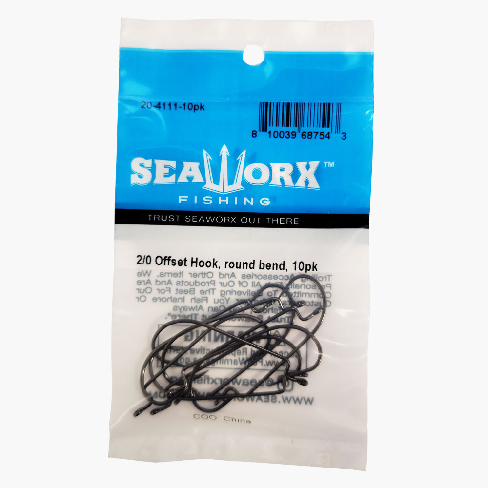 2/0 Offset Hook, round bend, 10pk