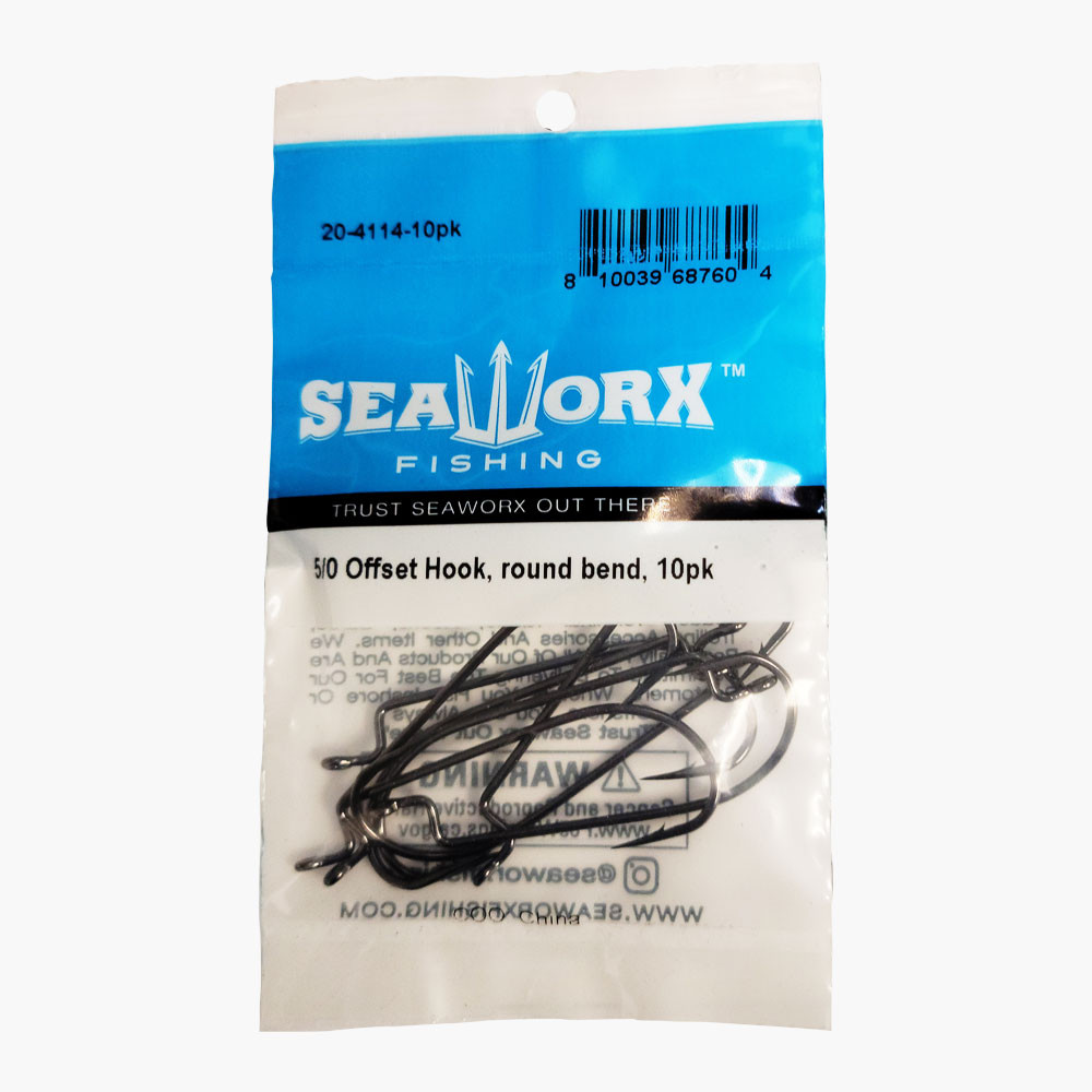5/0 Offset Hook, round bend, 10pk
