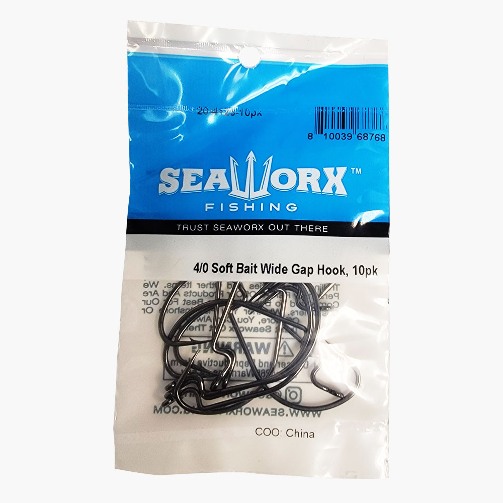 4/0 Soft Bait Wide Gap Hook, 10pk