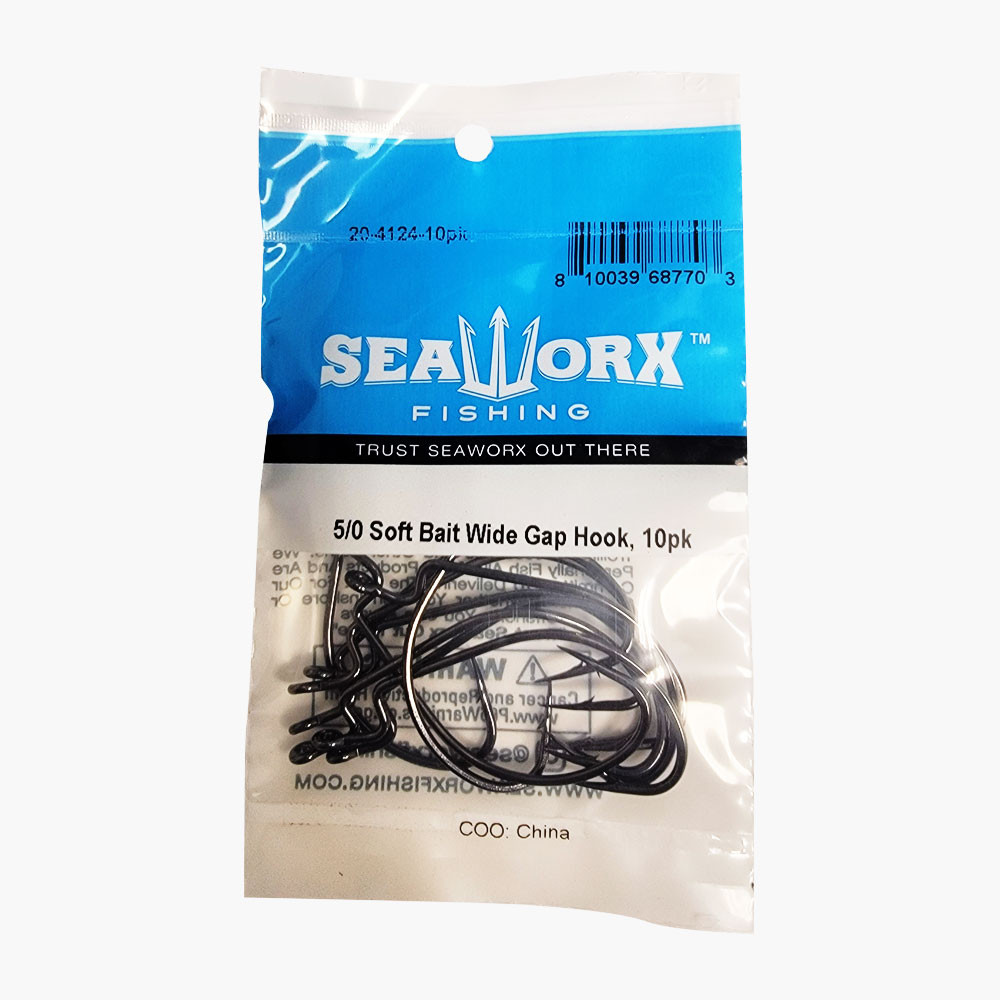 5/0 Soft Bait Wide Gap Hook, 10pk