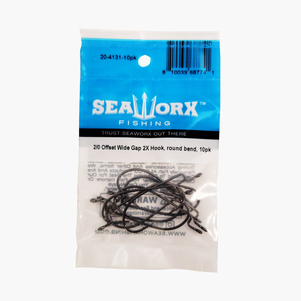 2/0 Offset Wide Gap 2X Hook, round bend, 10pk