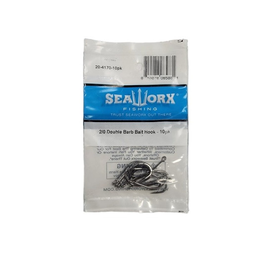 2/0 Double Barb Bait Hook, 10pk