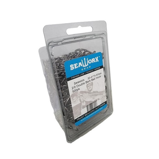 2/0 Double Barb Bait Hook, 500pk