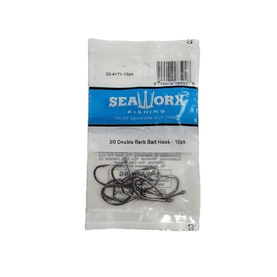 3/0 Double Barb Bait Hook, 10pk