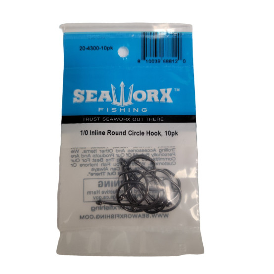 1/0 Inline Round Circle Hook, 10pk
