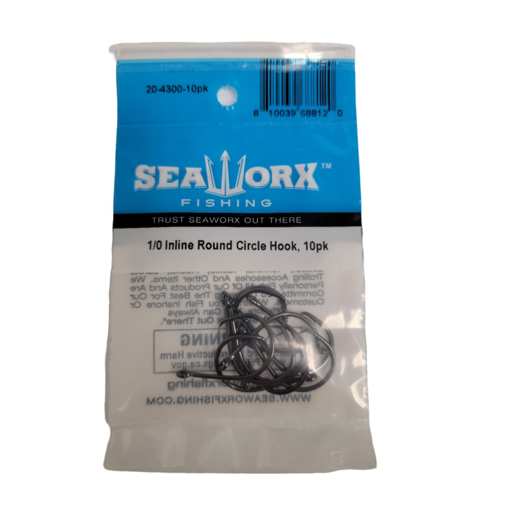 1/0 Inline Round Circle Hook, 10pk