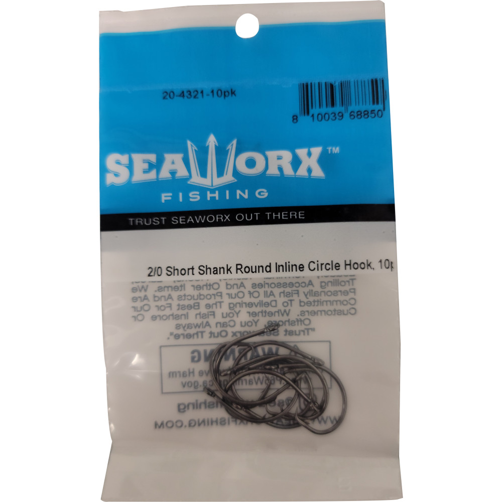 2/0 Short Shank Round Inline Circle Hook, 10pk