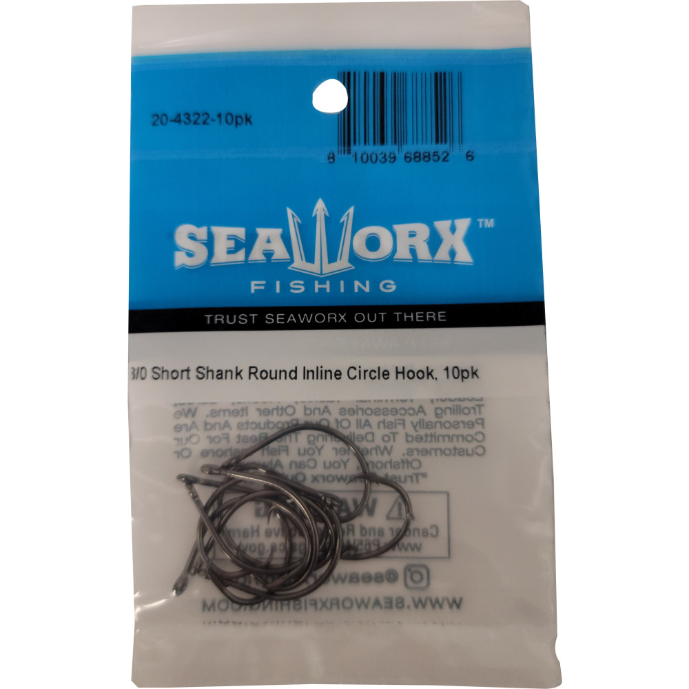 3/0 Short Shank Round Inline Circle Hook, 10pk