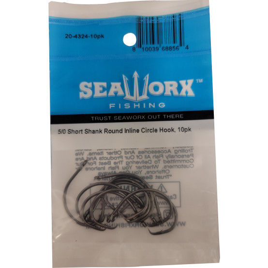 5/0 Short Shank Round Inline Circle Hook, 10pk