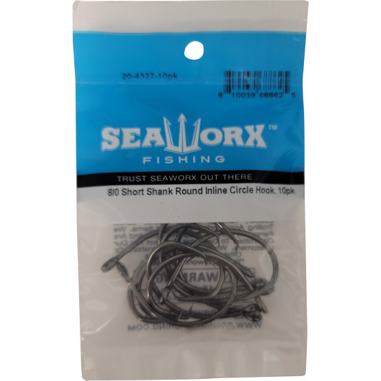 8/0 Short Shank Round Inline Circle Hook, 10pk