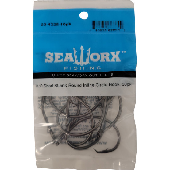 9/0 Short Shank Round Inline Circle Hook, 10pk