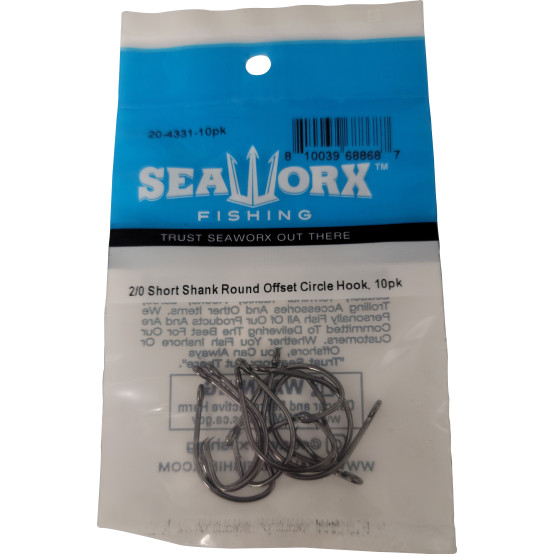 2/0 Short Shank Round Offset Circle Hook, 10pk