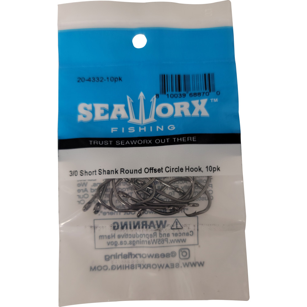 3/0 Short Shank Round Offset Circle Hook, 10pk