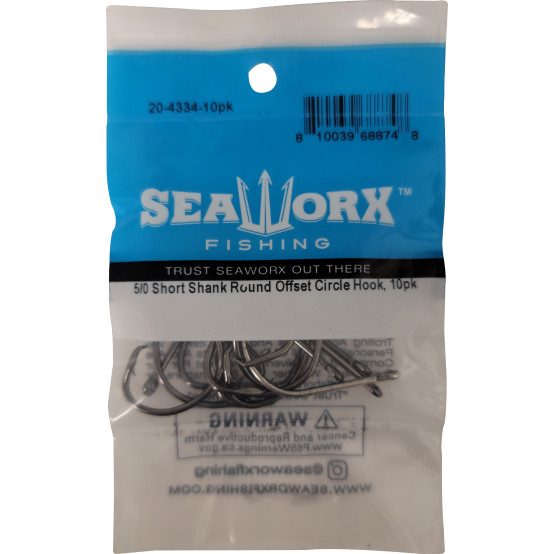 5/0 Short Shank Round Offset Circle Hook, 10pk