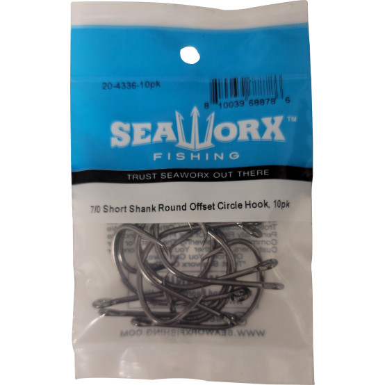 7/0 Short Shank Round Offset Circle Hook, 10pk