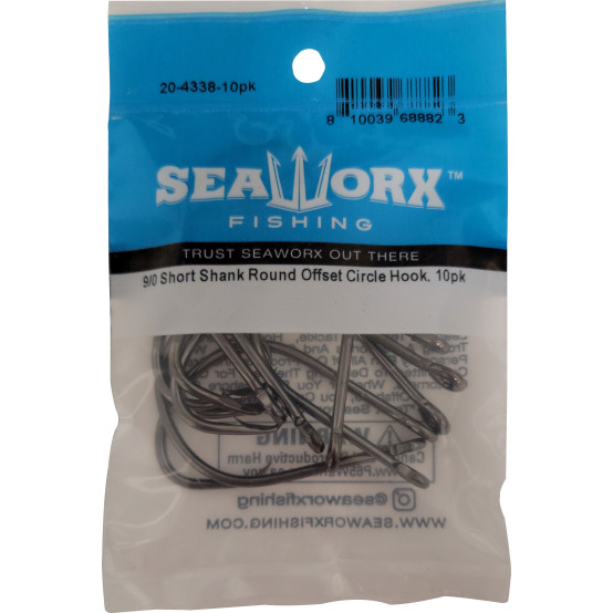 9/0 Short Shank Round Offset Circle Hook, 10pk