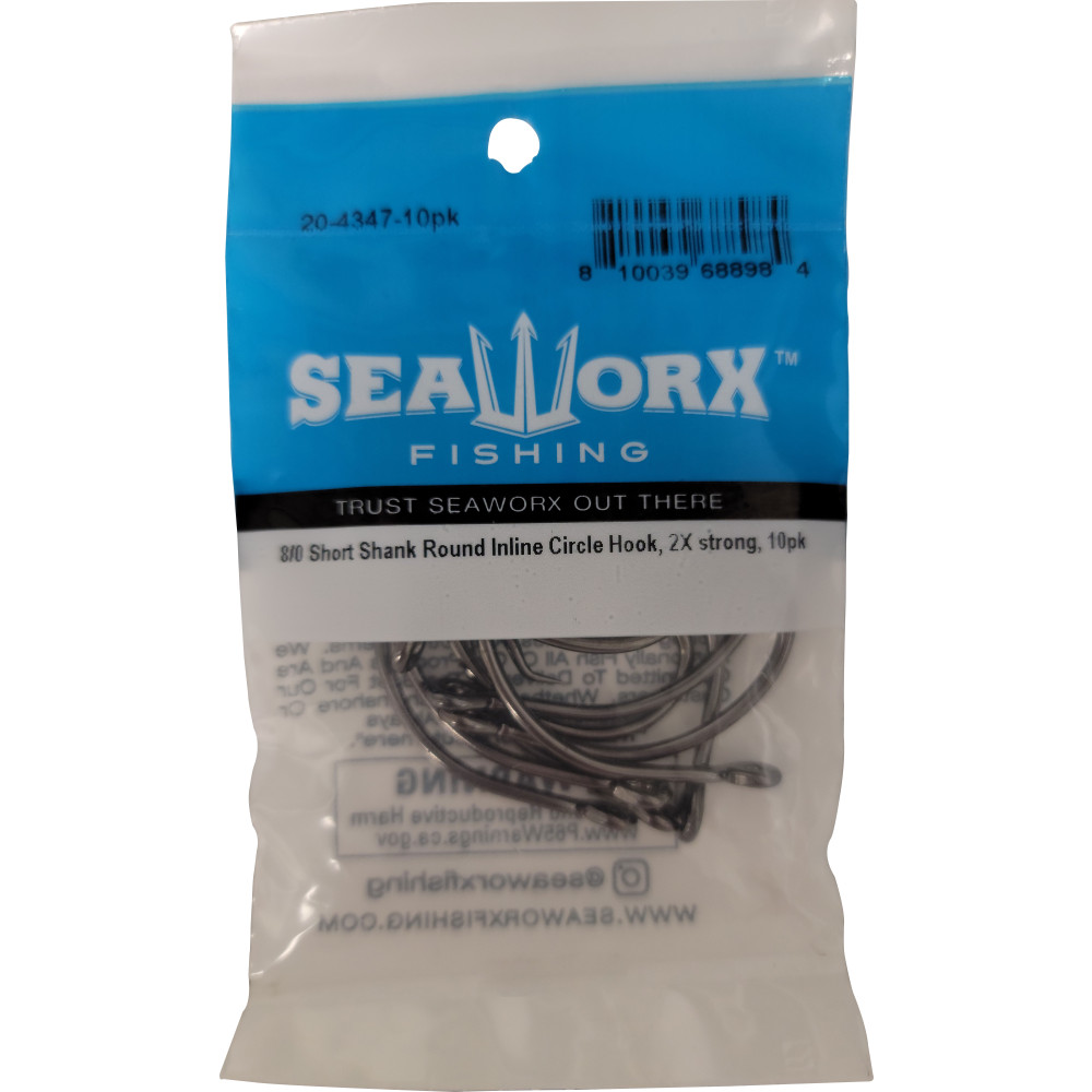 8/0 Short Shank Round Inline Circle Hook, 2X, 10pk
