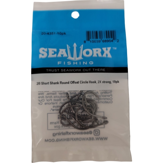 2/0 Short Shank Round Offset Circle Hook, 2x, 10pk