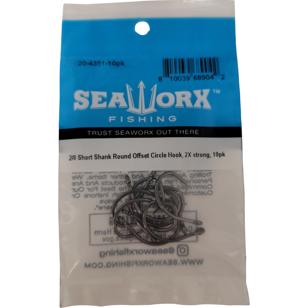 2/0 Short Shank Round Offset Circle Hook, 2x, 10pk