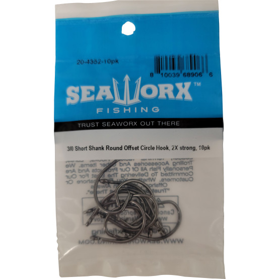 3/0 Short Shank Round Offset Circle Hook, 2x, 10pk