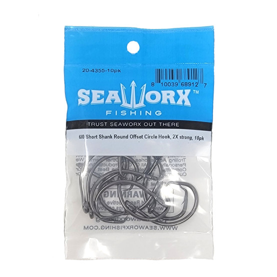 6/0 Short Shank Round Offset Circle Hook, 2x, 10pk