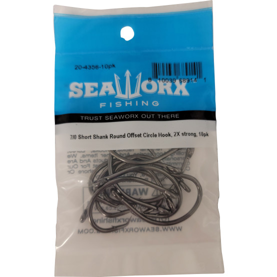 7/0 Short Shank Round Offset Circle Hook, 2x, 10pk