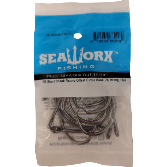 9/0 Short Shank Round Offset Circle Hook, 2x, 10pk