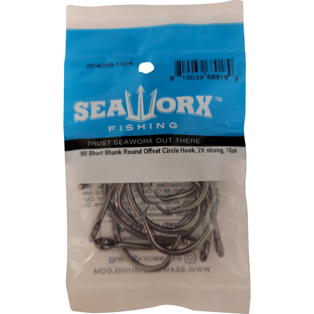 9/0 Short Shank Round Offset Circle Hook, 2x, 10pk