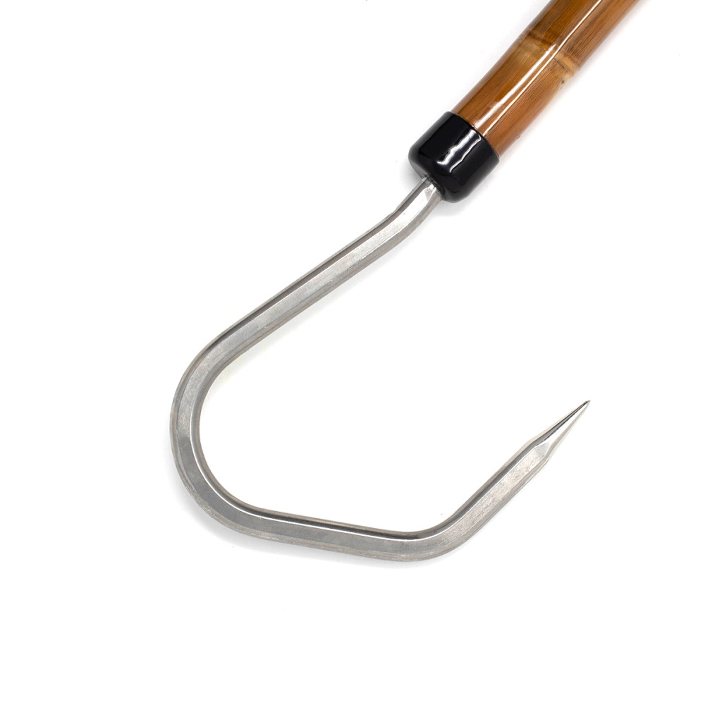 8' Bamboo gaff, red custom heat shrink grip, 4" Winthrop hook..