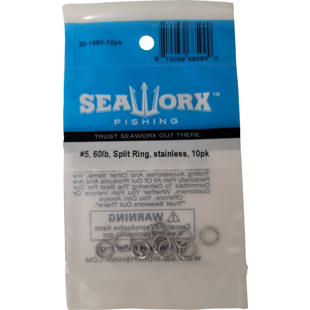 #5, 60lb, Split Ring, stainless, 10pk