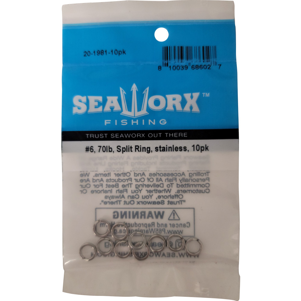 #6, 70lb, Split Ring, stainless, 10pk