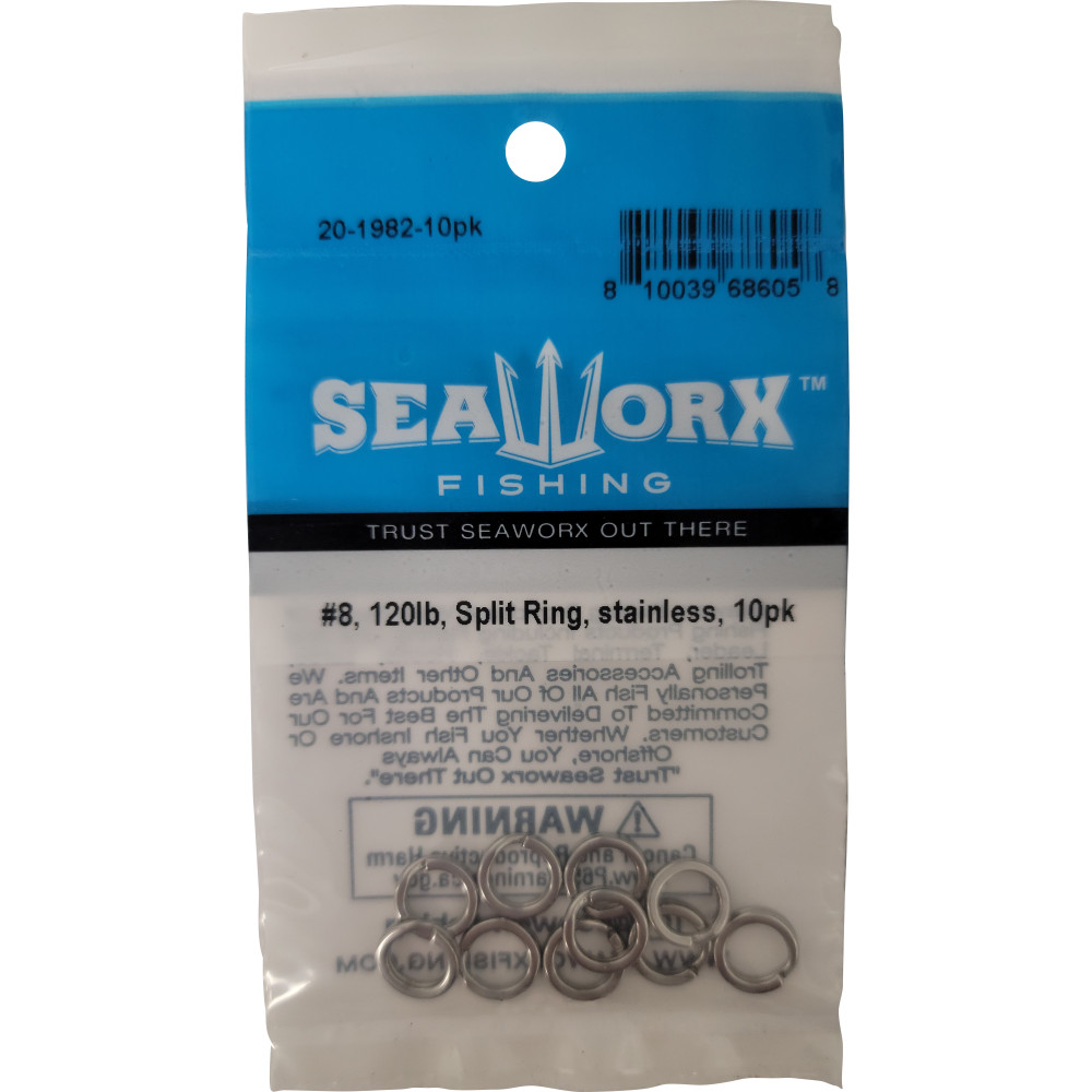 #8, 120lb, Split Ring, stainless, 10pk