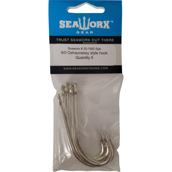 9/0 Oshaunessy style hook, 5pk