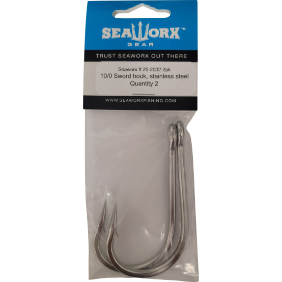 10/0 Sword hook, stainless steel, 2pk