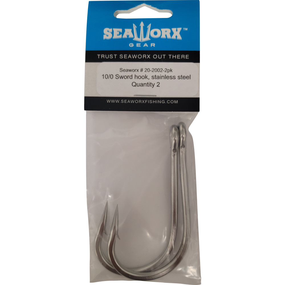 10/0 Sword hook, stainless steel, 2pk