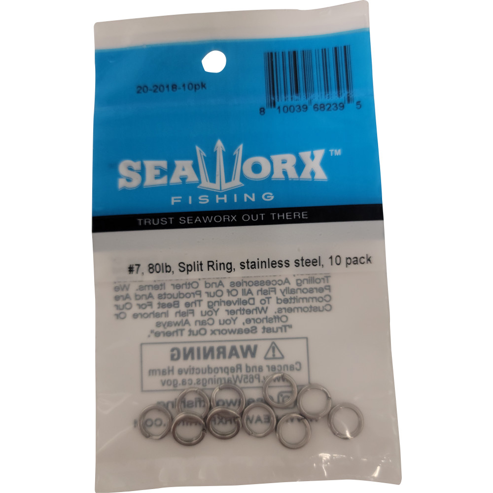 #7, 80lb, Split Ring, stainless steel, 10pk