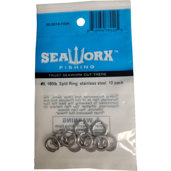 #9, 180lb, Split Ring, stainless steel, 10pk
