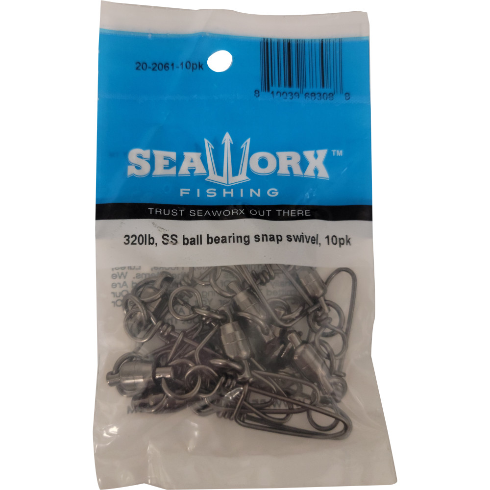 Size 6, 320lb, Stainless steel ball bearing swivel, coastlock snap, 10pk