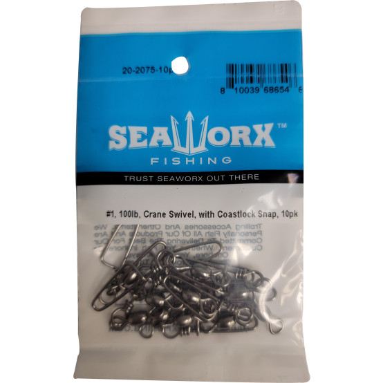 #1, 100lb, Crane Swivel, with Coastlock Snap, 10pk