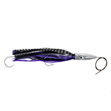 Trolling lure, 19(oz) Bullet Head, black/purple,12/0 hookset