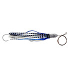 Trolling lure, (17oz) Jetted big head, blue/white, 12/0 hookset