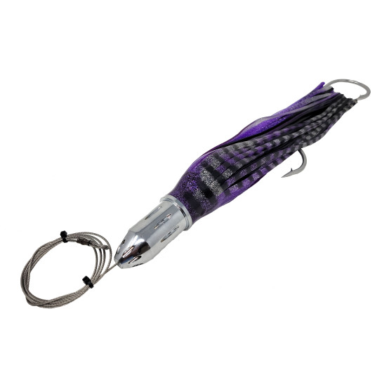Trolling lure, (17oz) Jetted big head, Purple/Black, 12/0 hookset